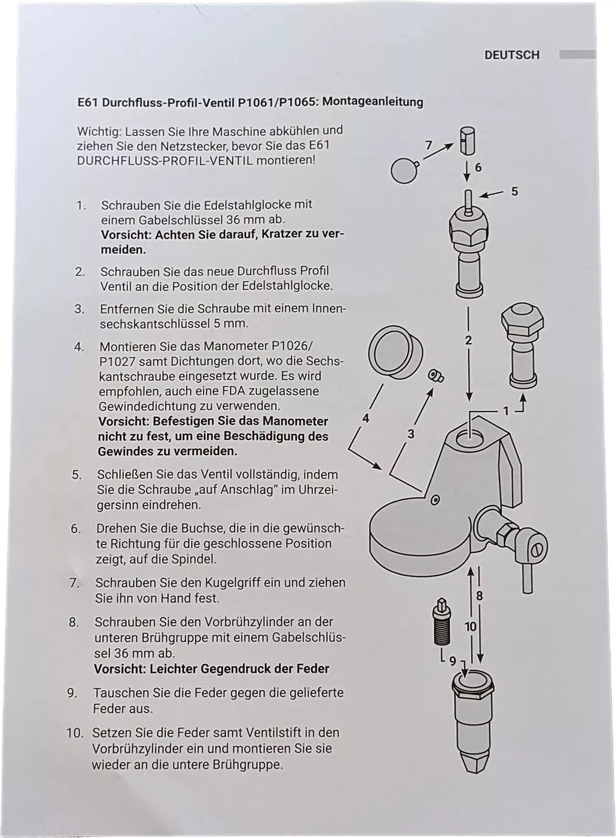 Fluss Profil Ventil - ECM E61 Brühgruppen